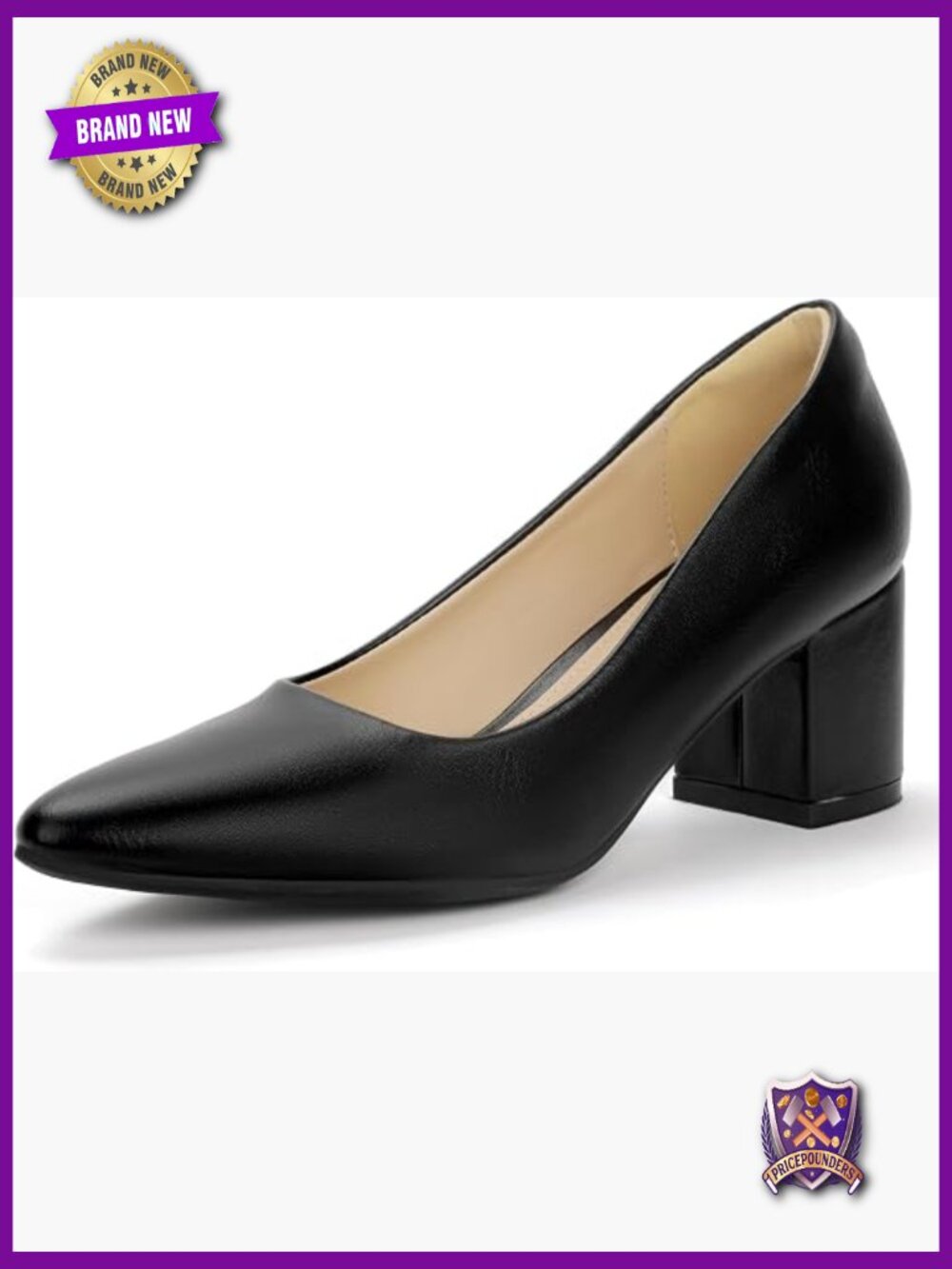 Low Chunky Block Heel Pumps, Pointed Toe Dress Shoes, Comfortable, 2in Heel